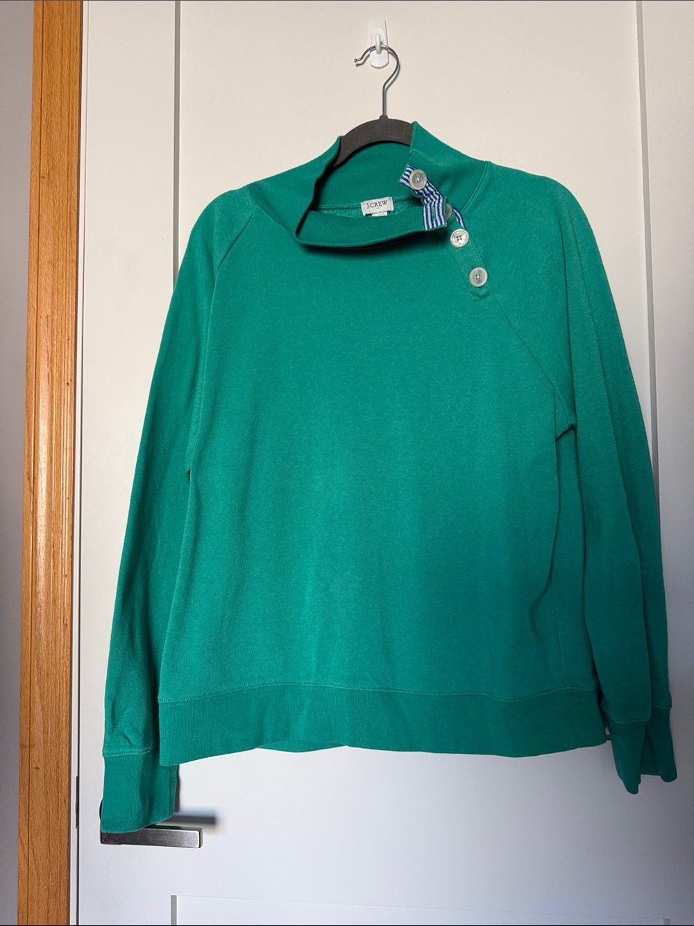 J. Crew Emerald Green Button-Accent Pullover